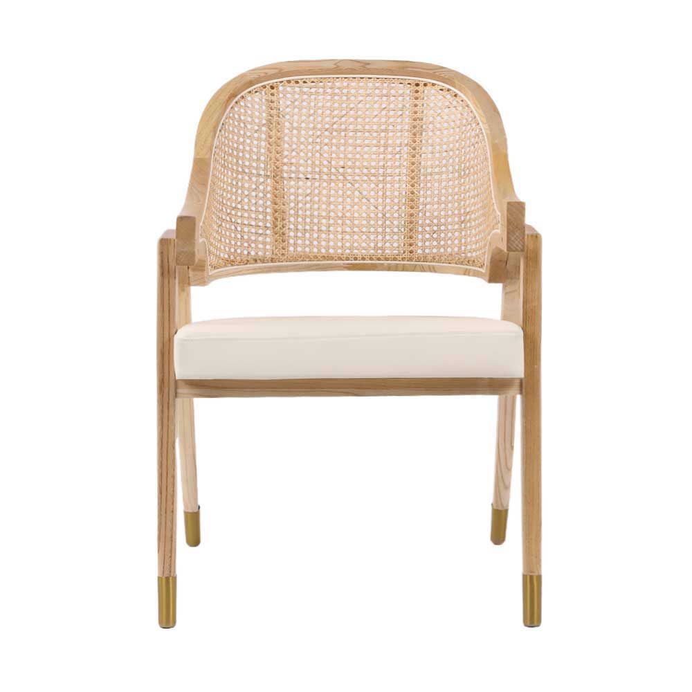 Chambery Rattan Armchair (Natural-Off White Faux Leather)