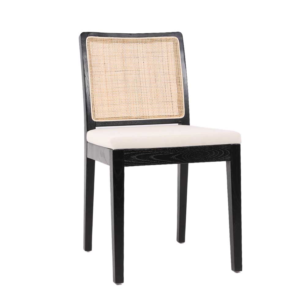Chamburg Rattan Chair (Black-Off White)