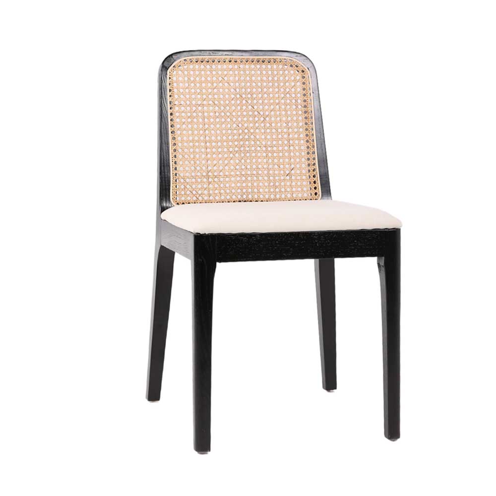 Chamen Rattan Chair (Black-Off White)