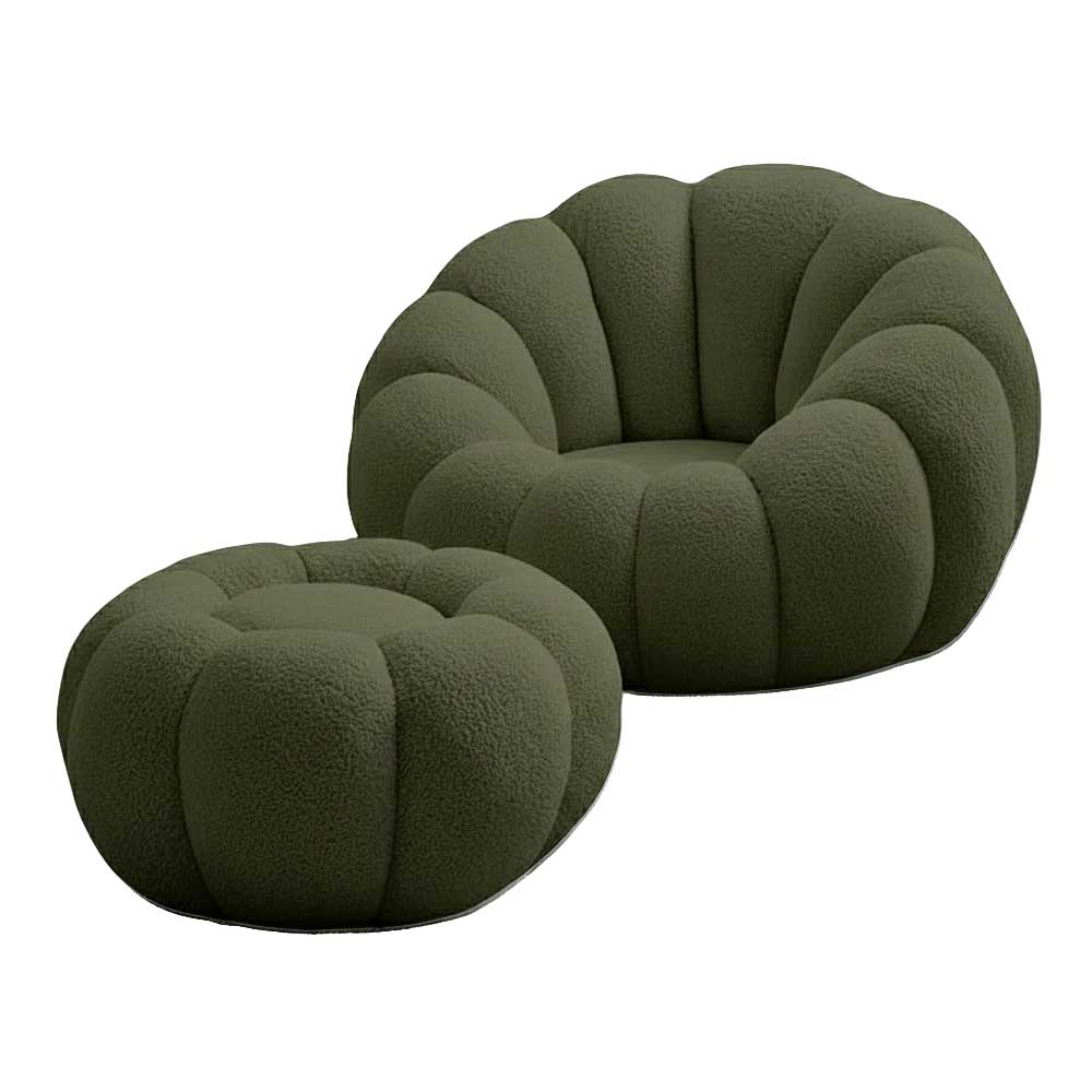 Blomma Lounger Chair with Ottoman (Dark Green)