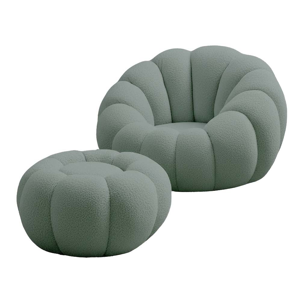 Blomma Lounger Chair with Ottoman (Light Green)
