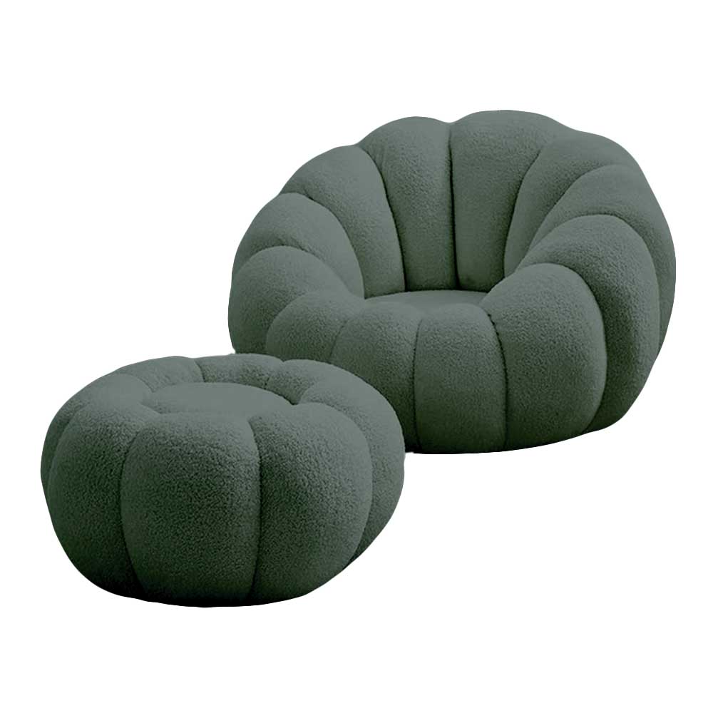 Blomma Lounger Chair with Ottoman (Light Green)