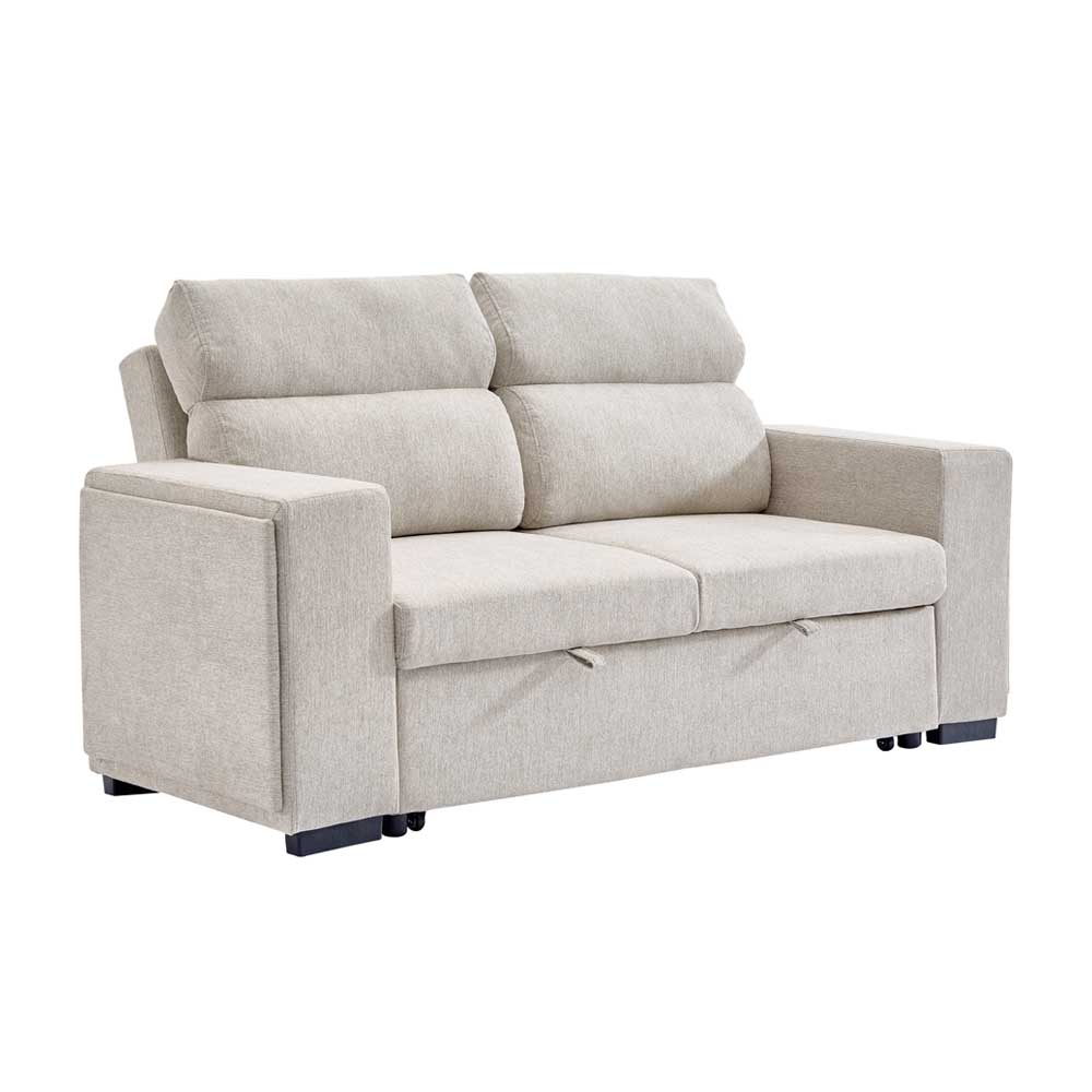 Berstow 2 Seater Sofabed with Side Pockets (Beige)