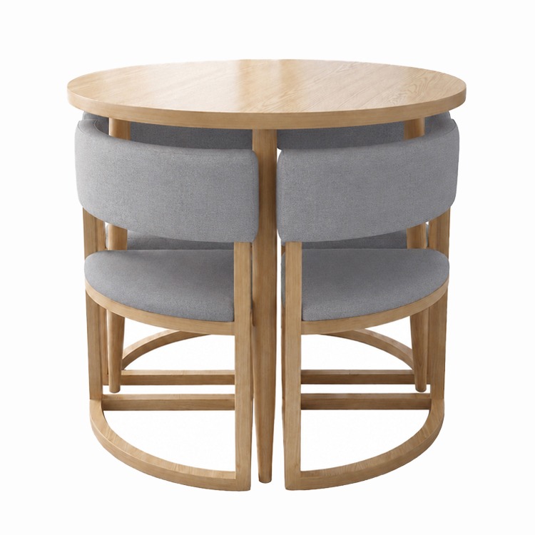 Grohns 4-Seater Dining Set Round (Oak-Beige)