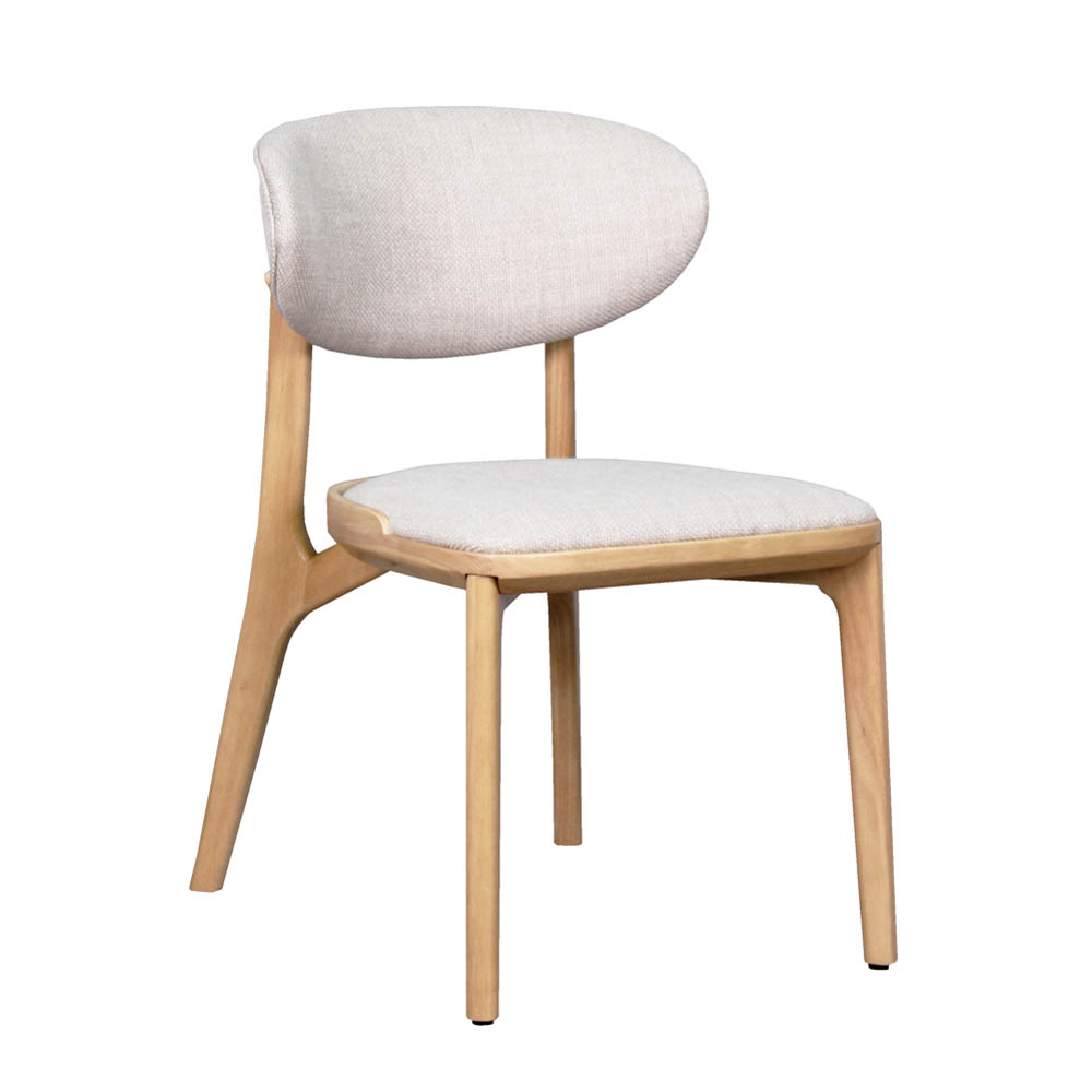 Callen Wood Chair (Natural/Off White Fabric)