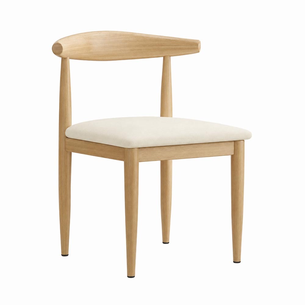 Elbow Chair (Oak-Beige Leatheric)