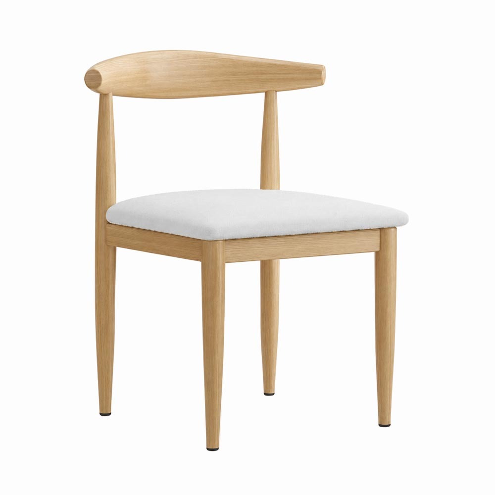 Elbow Chair (Oak-Off White Leatheric)
