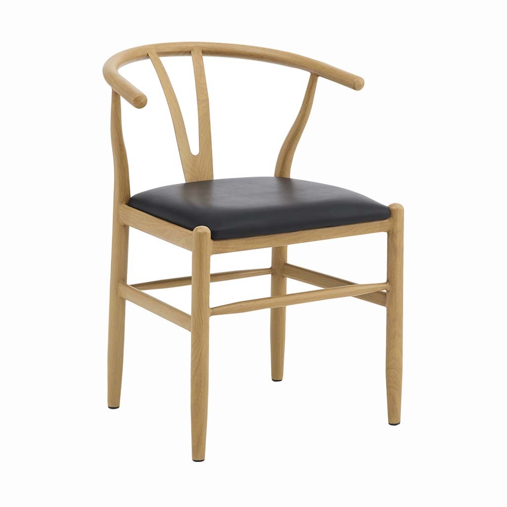 Wishbone Chair (Oak-Black Leather)