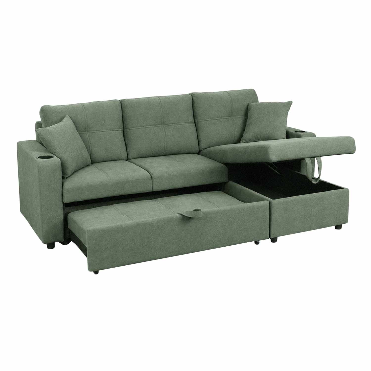 Bemmin Chaise Sofabed with Storage (Green)