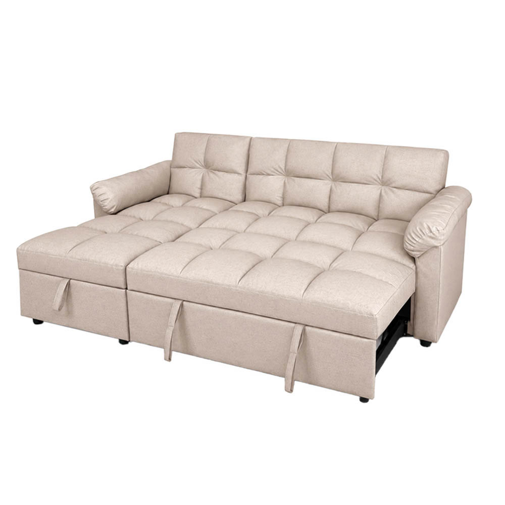 Belladen Chaise Sofabed with Storage (Beige Leatheric)