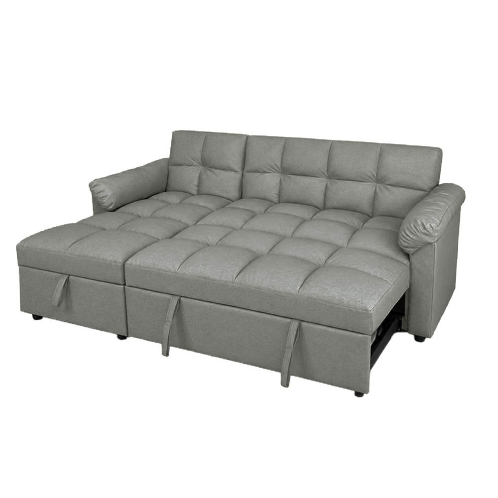 Belladen Chaise Sofabed with Storage (Dark Gray Leatheric)