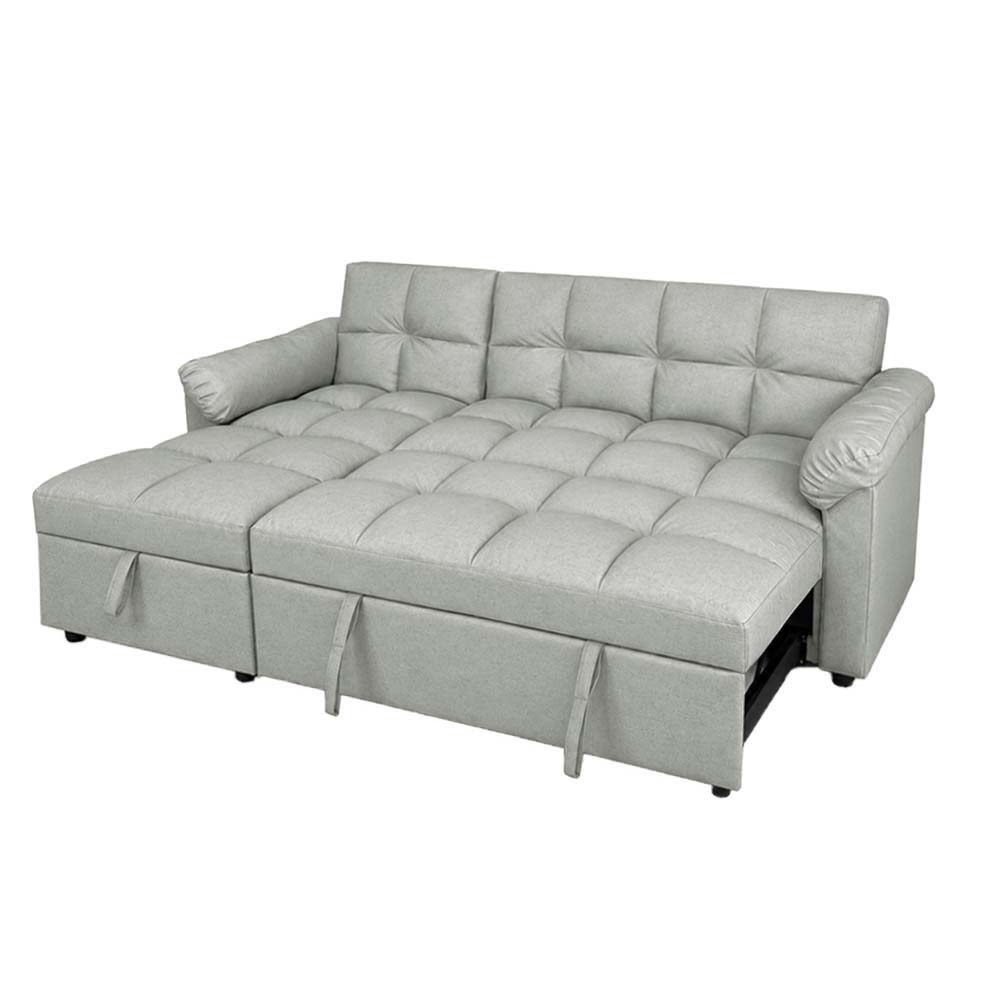 Belladen Chaise Sofabed with Storage (Light Gray Leatheric)