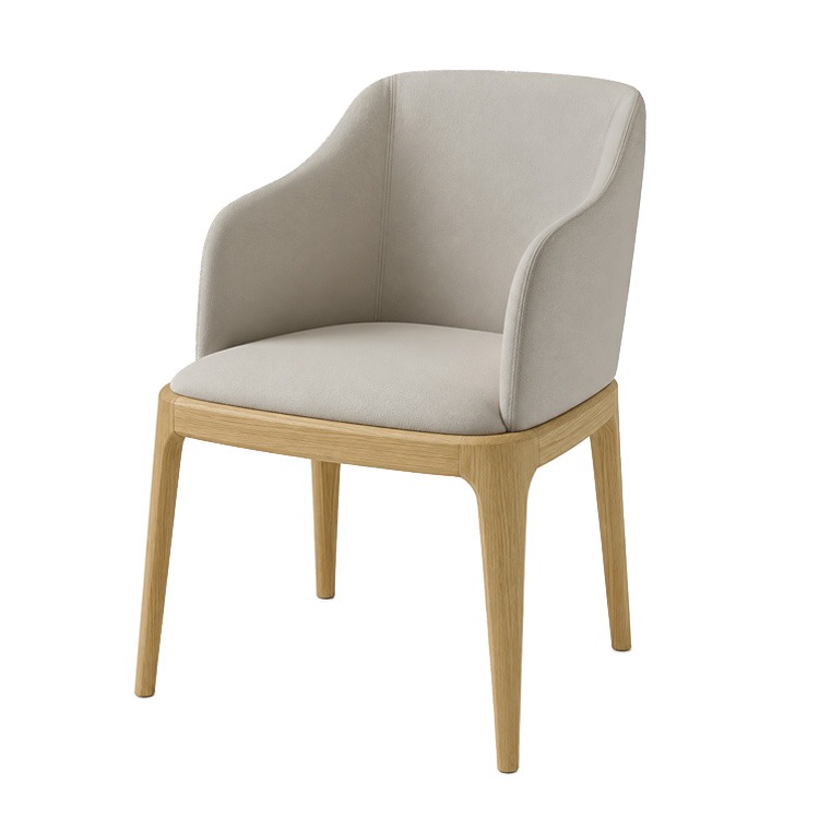 Norwann Chair (Natural Light Gray Fabric Leatheric)